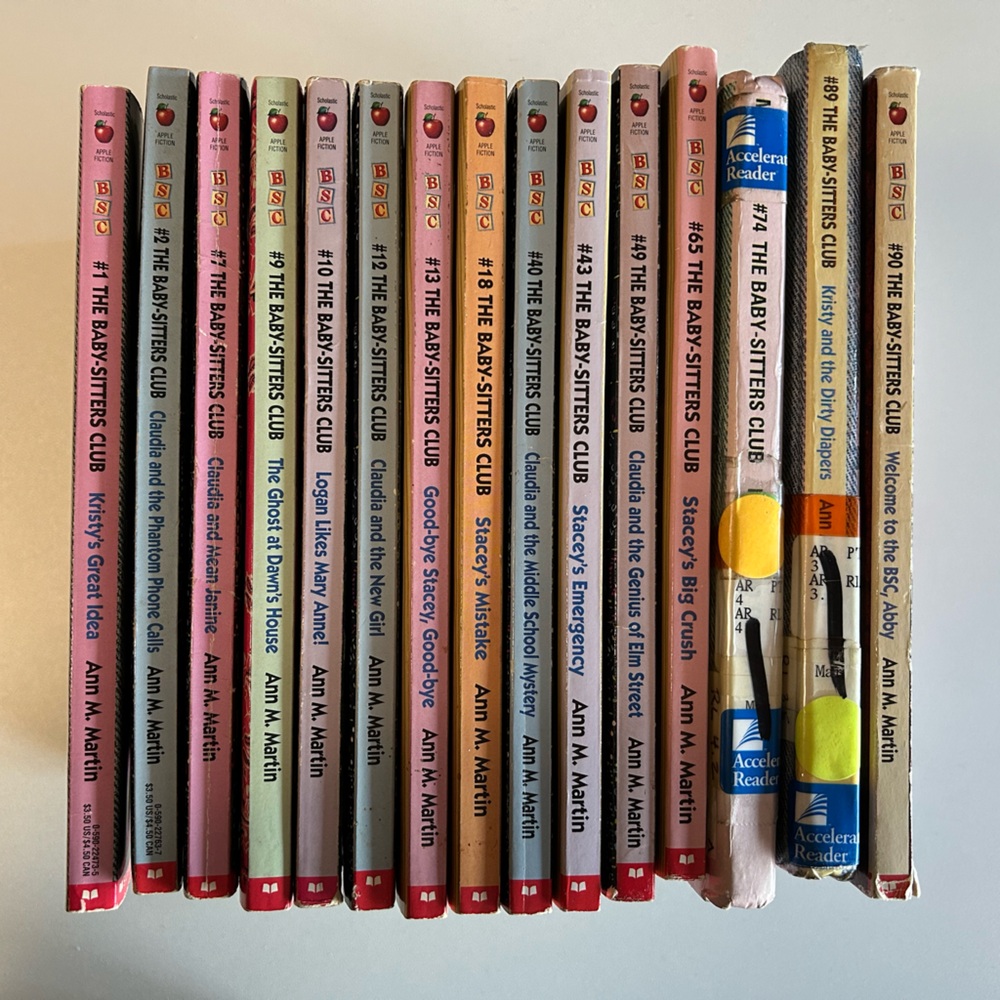 Baby-Sitters Club Books 1, 2, 7, 9, 10, 12, 13, 18, 40, 43, 49, 65, 74, 89, 90